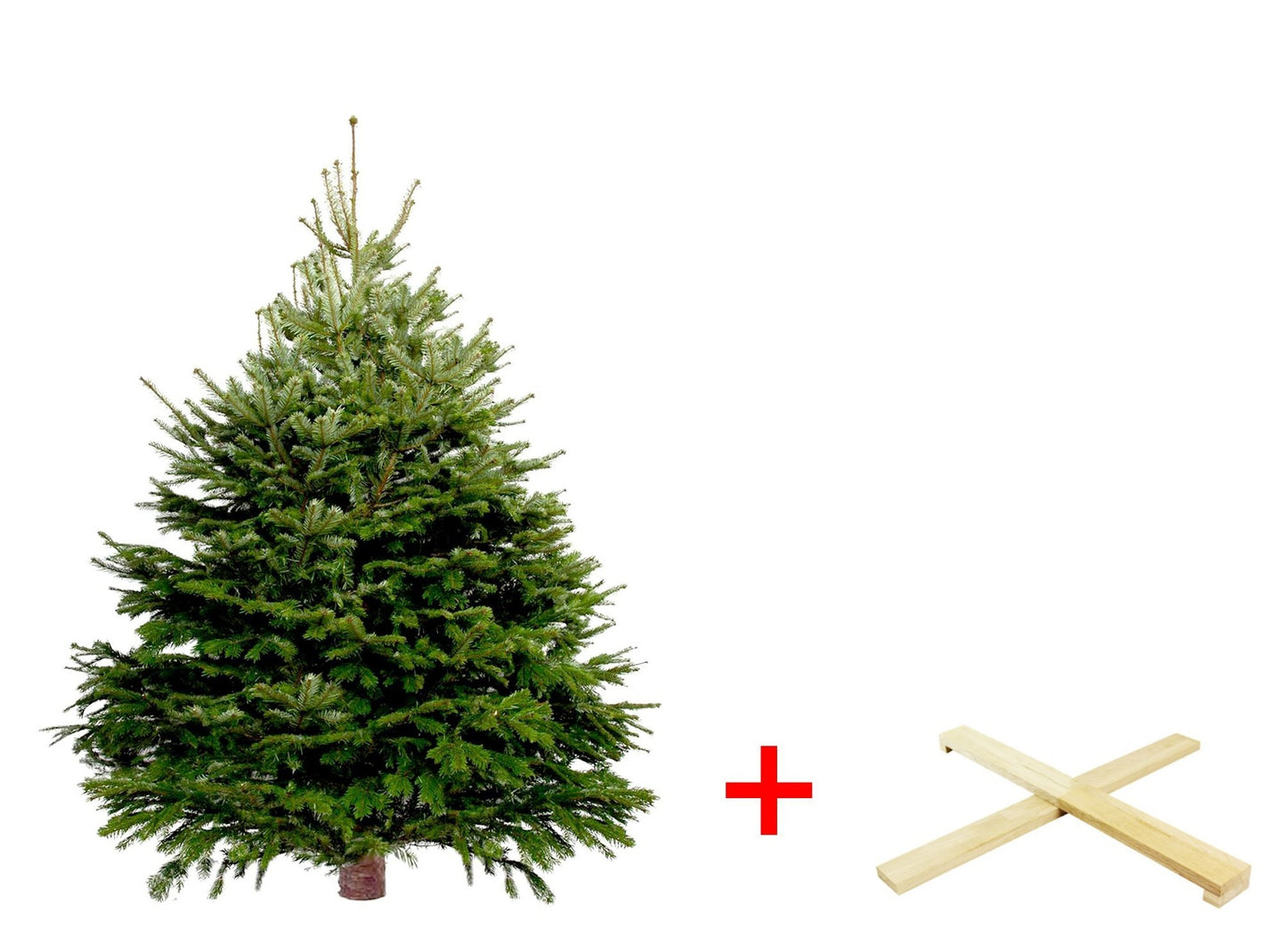 Lage christmas tree with wooden cross